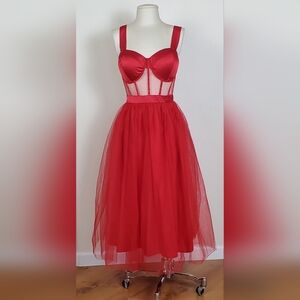 Elegant Red Women's Corset Dress • 0XL •